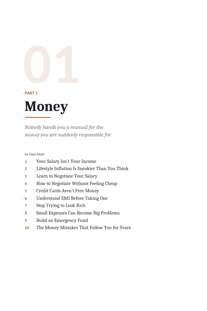 Part 1 opening page: Money